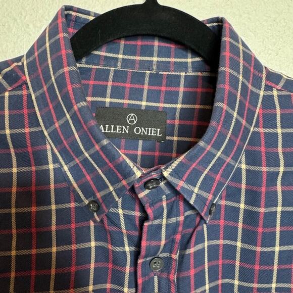 Allen Oneil Sz X-Large Blue Plaid Long Sleeve Button Up Shirt - Picture 5 of 13